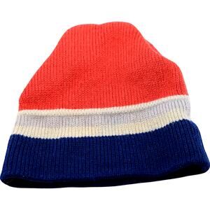 Hahnenkamm Ski Hat Winter Beanie Vintage 1980s Red Blue Gray